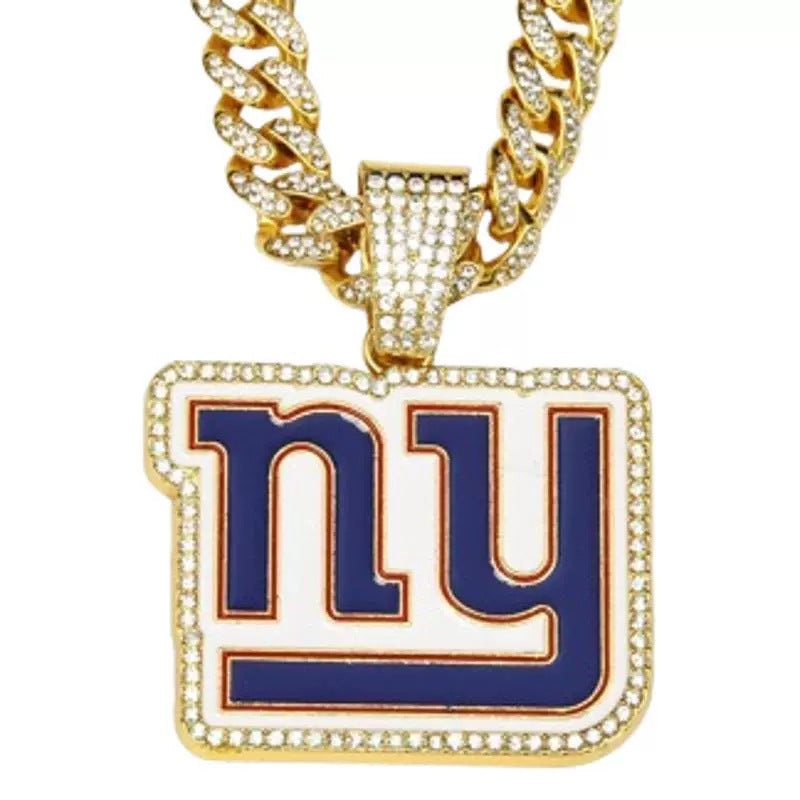 New York Giants football championship pendant with 20inch cuban chain necklace