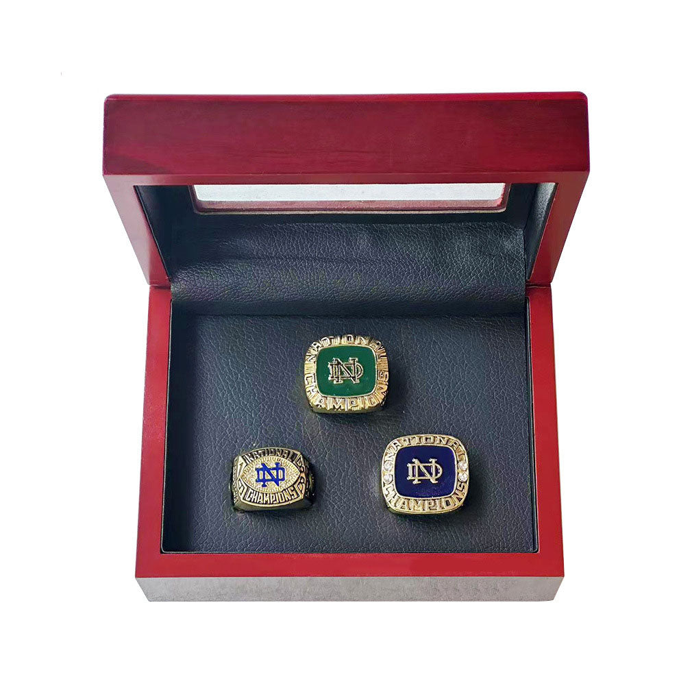 1973 1977 1988 3pcs Notre Dame championship rings with box set