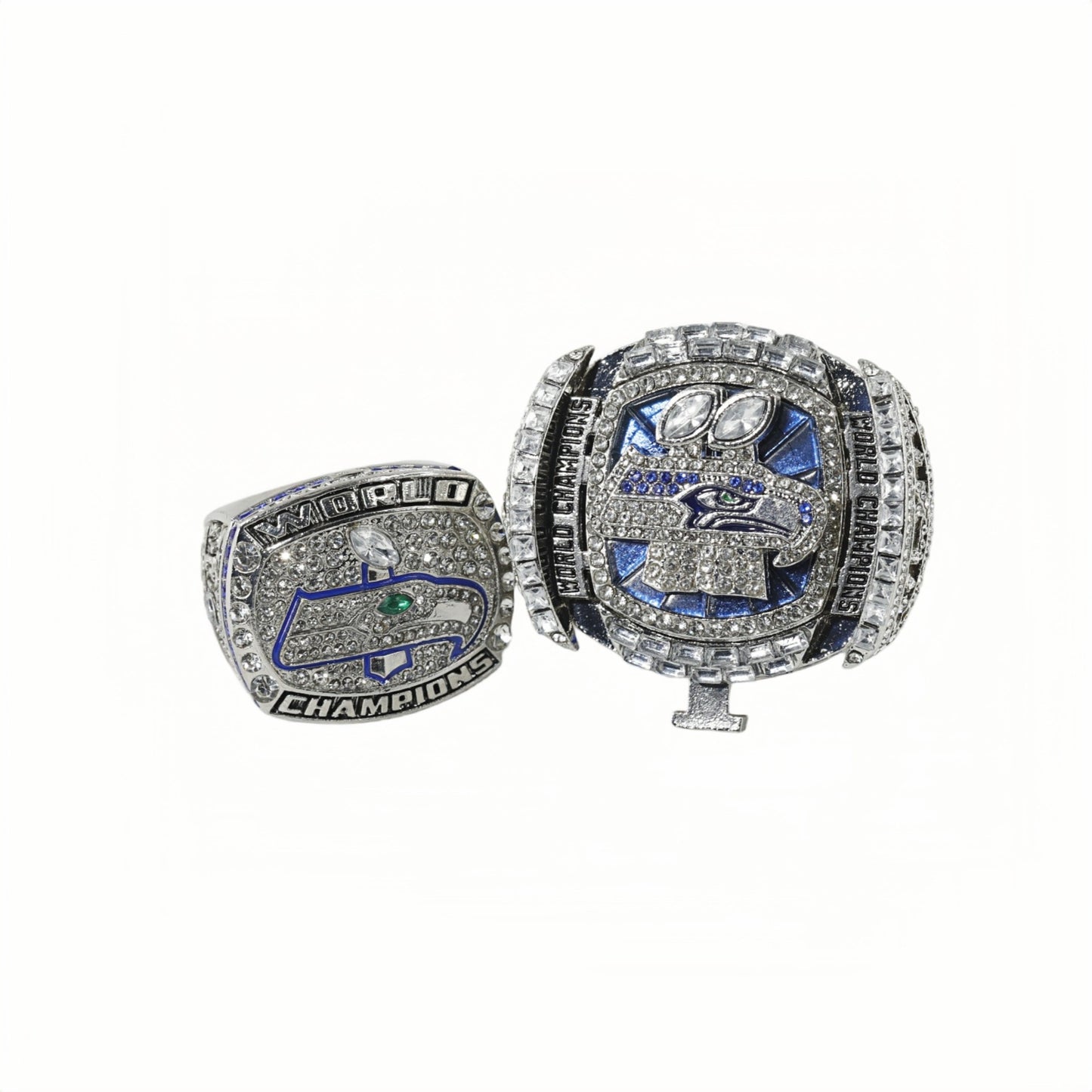 2013 2025 Seattle Seahawks 2 rings with brown wooden box