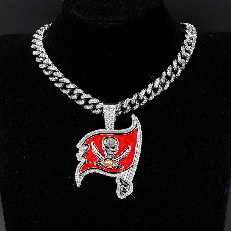 Tampa Bay Buccaneers football championship pendant with 20inch cuban chain necklace