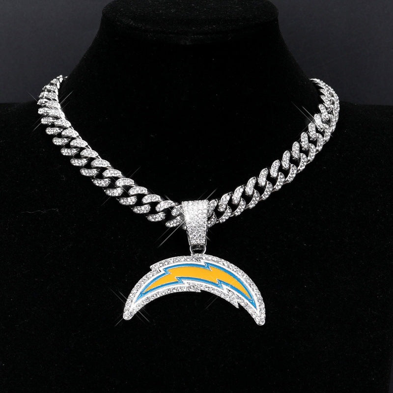 Los Angeles Chargers football championship pendant with 20inch cuban chain necklace