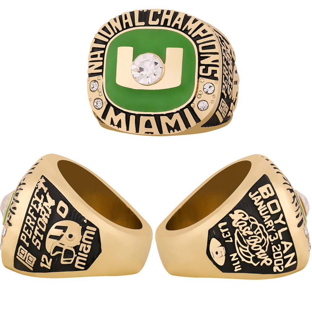 2001 Miami Hurricanes Football Championship Ring With Box For Men
