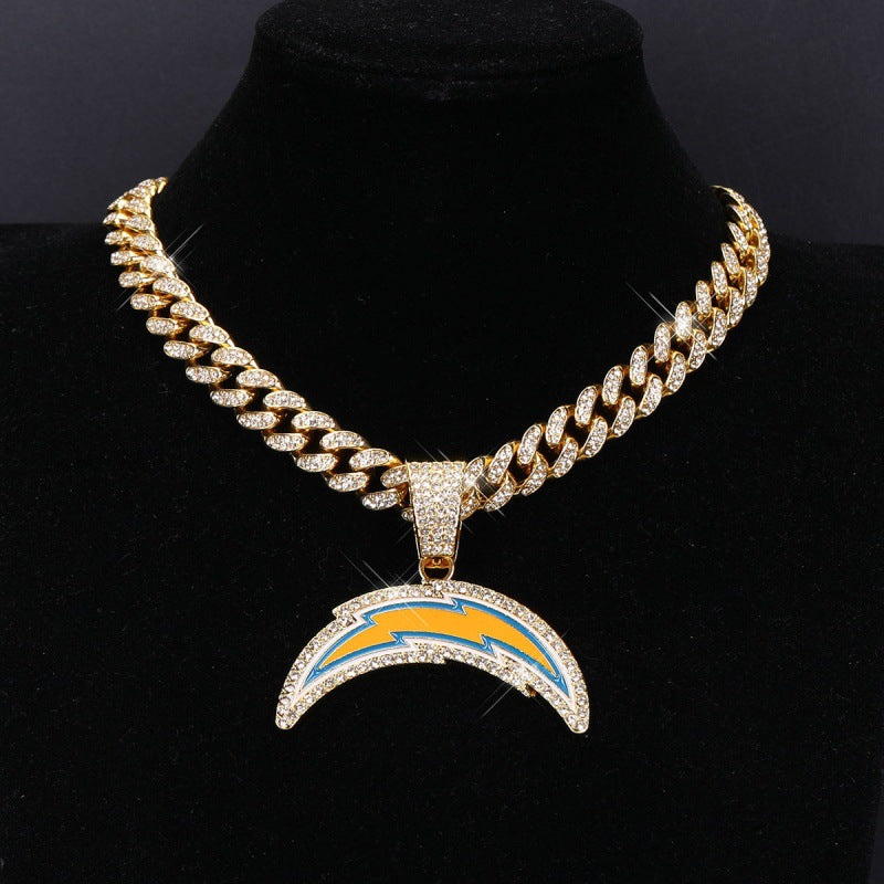 Los Angeles Chargers football championship pendant with 20inch cuban chain necklace