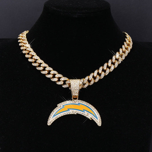 Los Angeles Chargers football championship pendant with 20inch cuban chain necklace