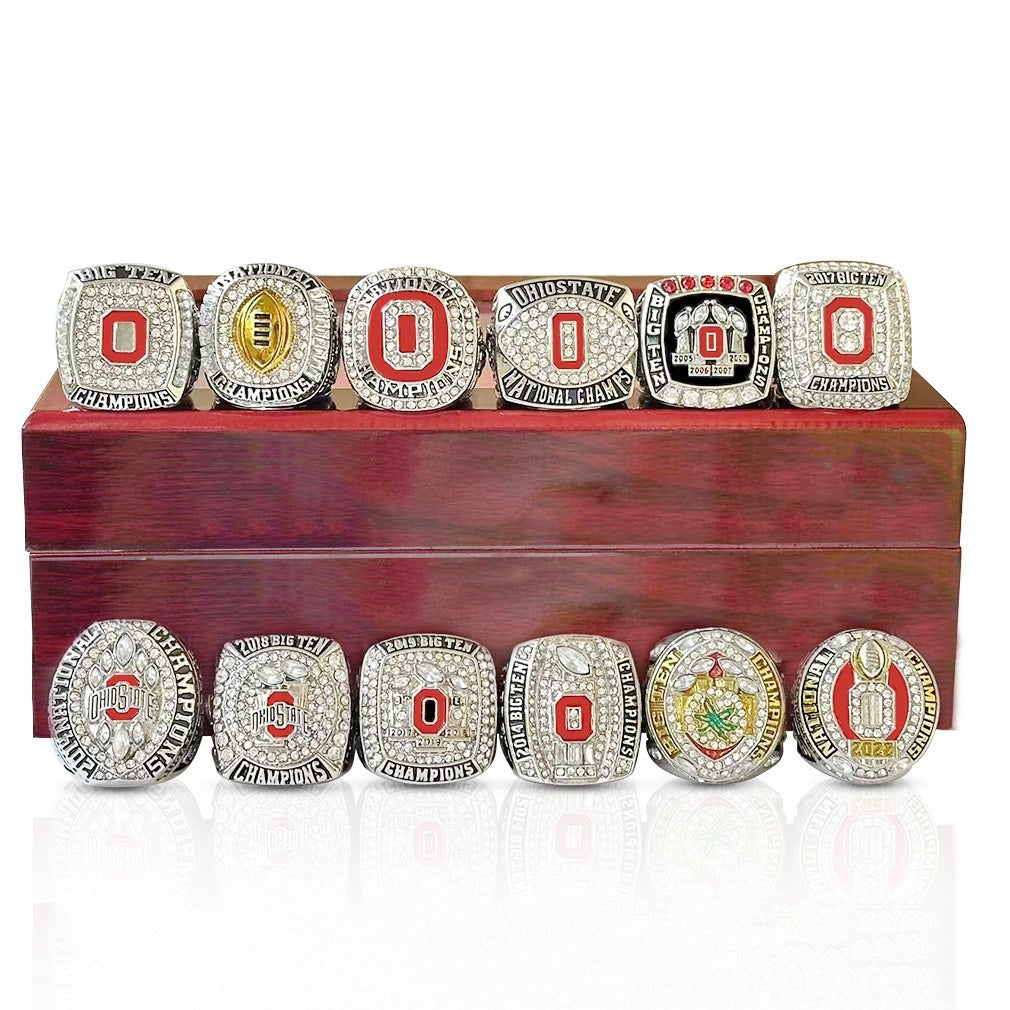 12pcs ohio states buckeys football championship rings with box for men