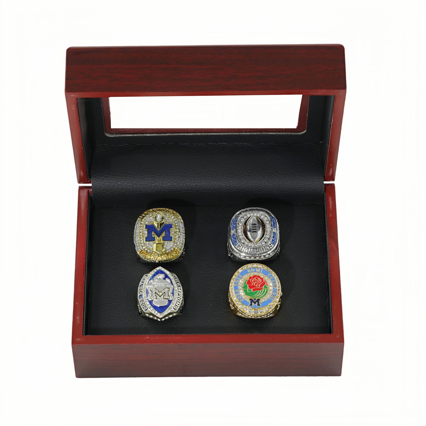 2023, 2024 michigan national rose bowl championship 4 rings boxed set