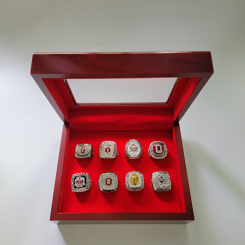 8pcs ohio states buckeys football championship rings with box for men