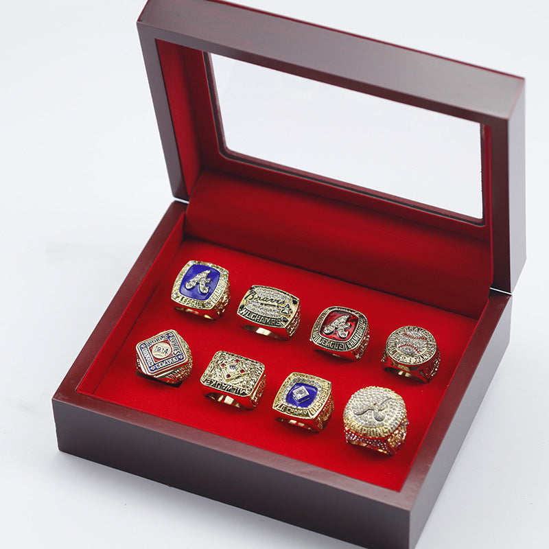 Atlanta Braves 8 championship rings with box set for men