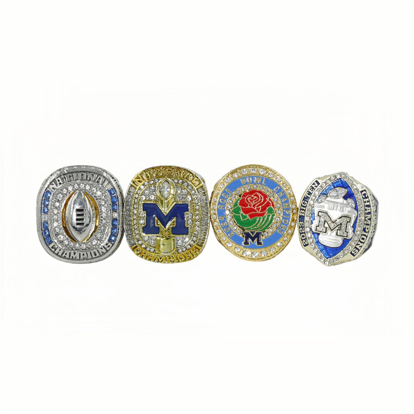 2023, 2024 michigan national rose bowl championship 4 rings boxed set