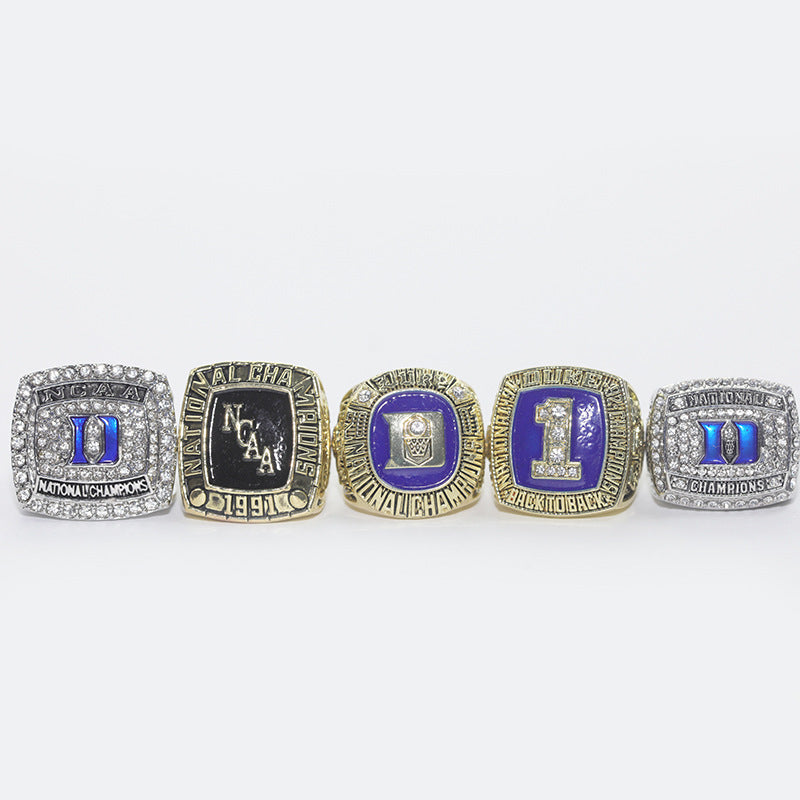 Duke Blue Devil 5 basketball championship rings with box set