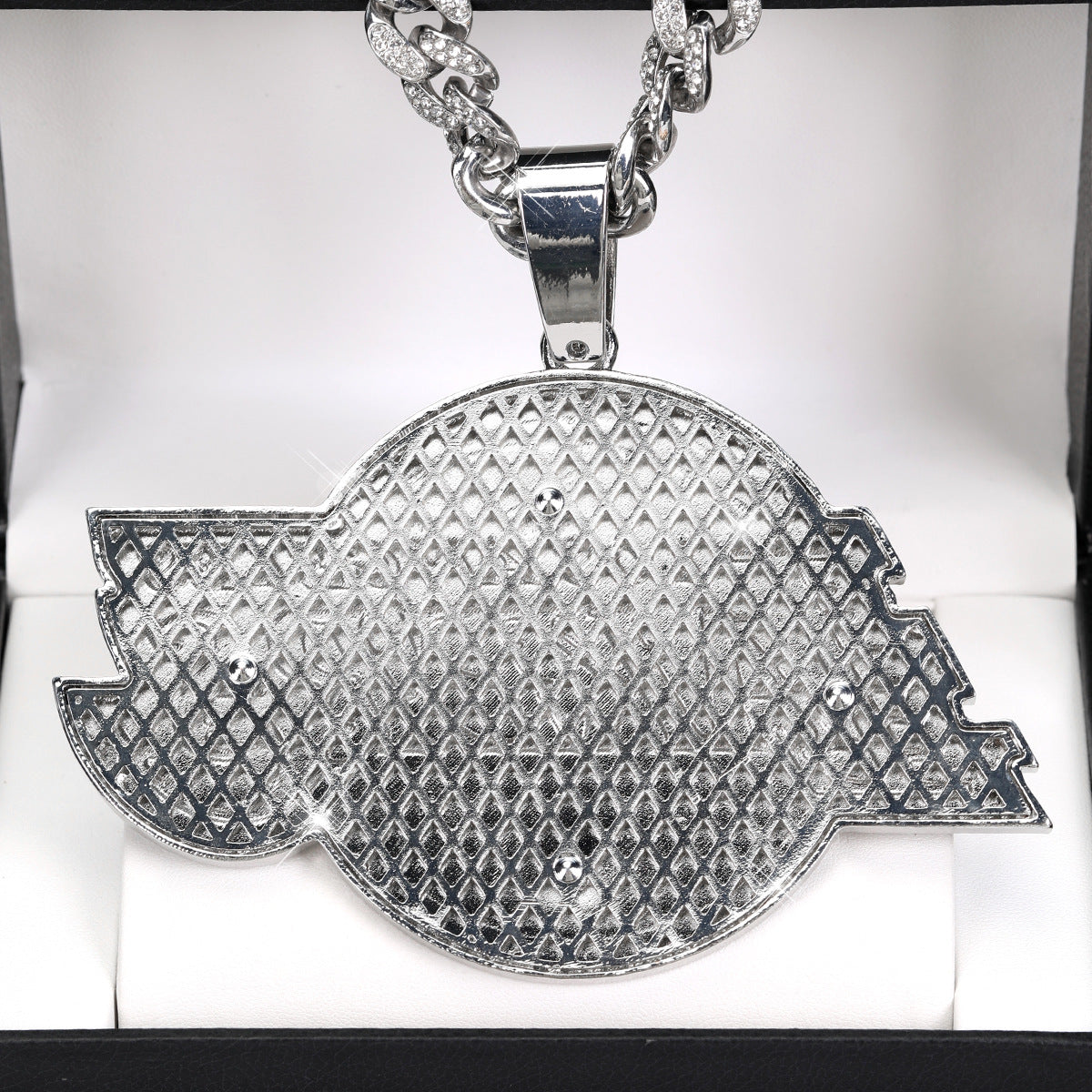 Exaggerate big size hiphop Lakers basketball championship pendant necklace with full rhinestone cuban link chain