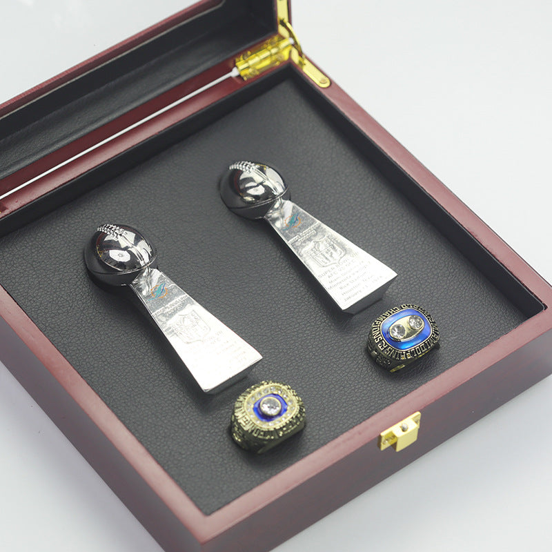 1972 1973 Miami Dolphins Super Bowl Championship Rings With Trophies Set