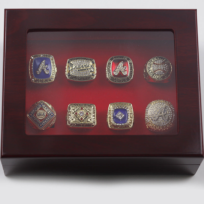 Atlanta Braves 8 championship rings with box set for men