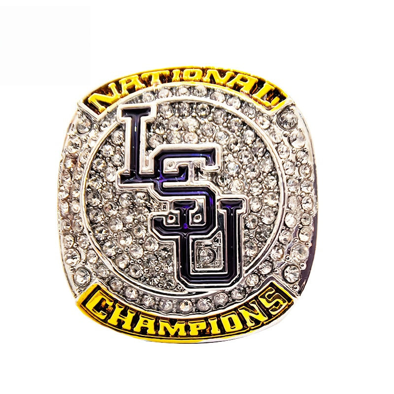 2023 LSU Tigers college baseball championship ring with box for men