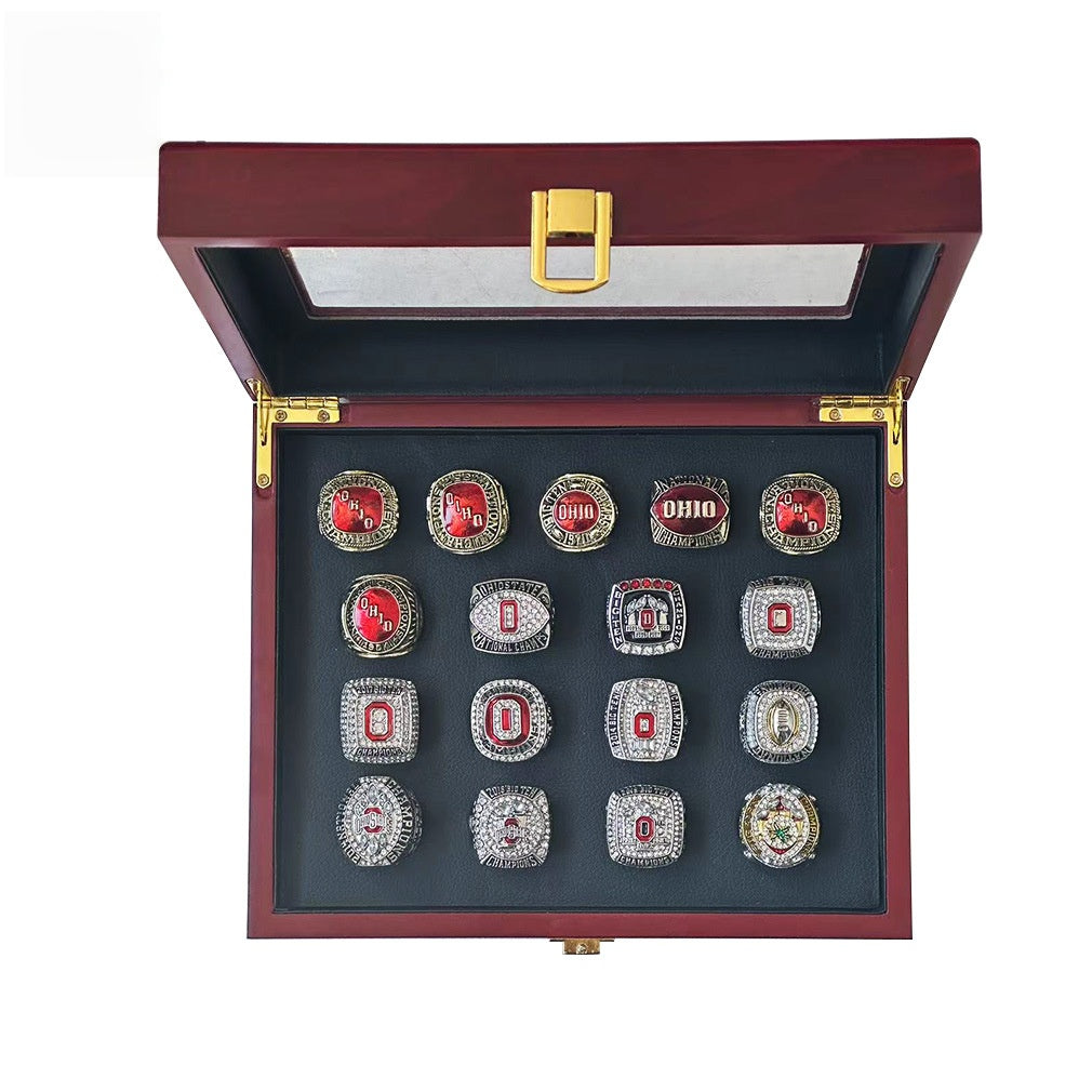 17pcs ohio states buckeys football championship rings with box set for men