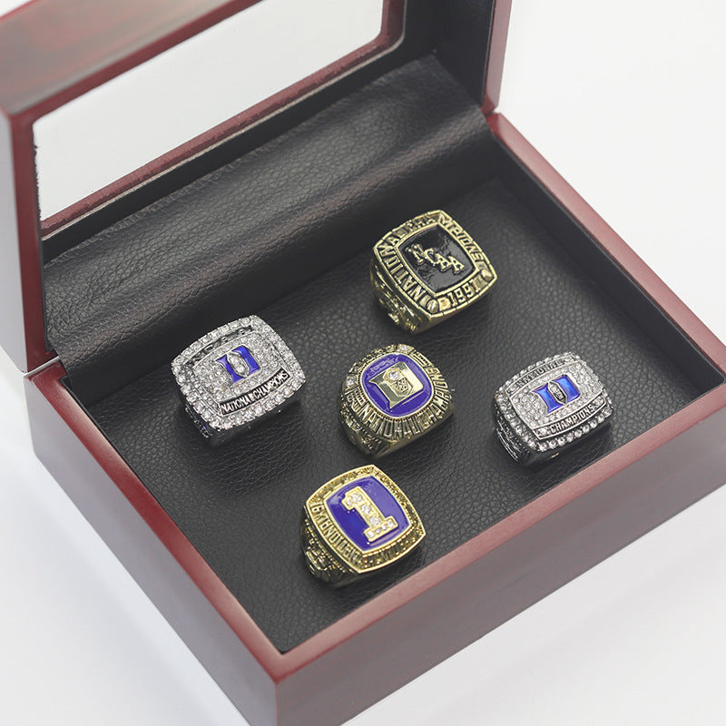 Duke Blue Devil 5 basketball championship rings with box set