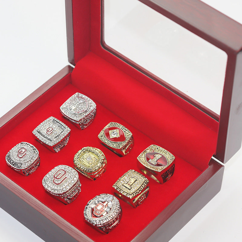 9pcs Oklahoma Sooner championship rings with box set