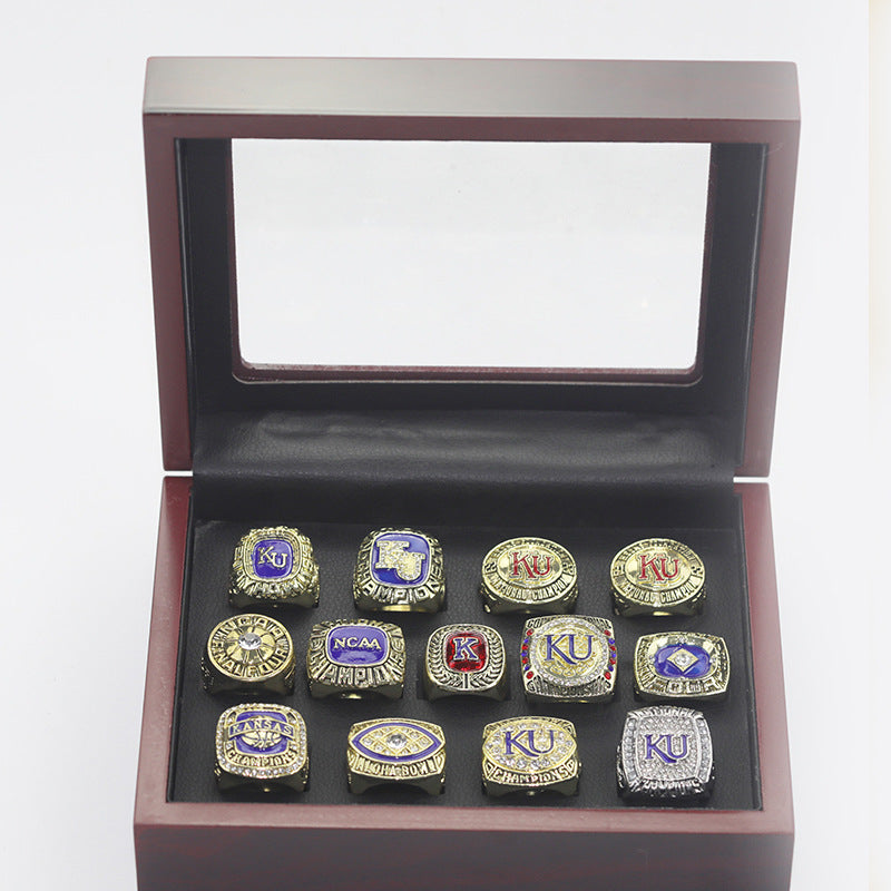13pcs Kansas University Jayhawks basketball championship rings with box set