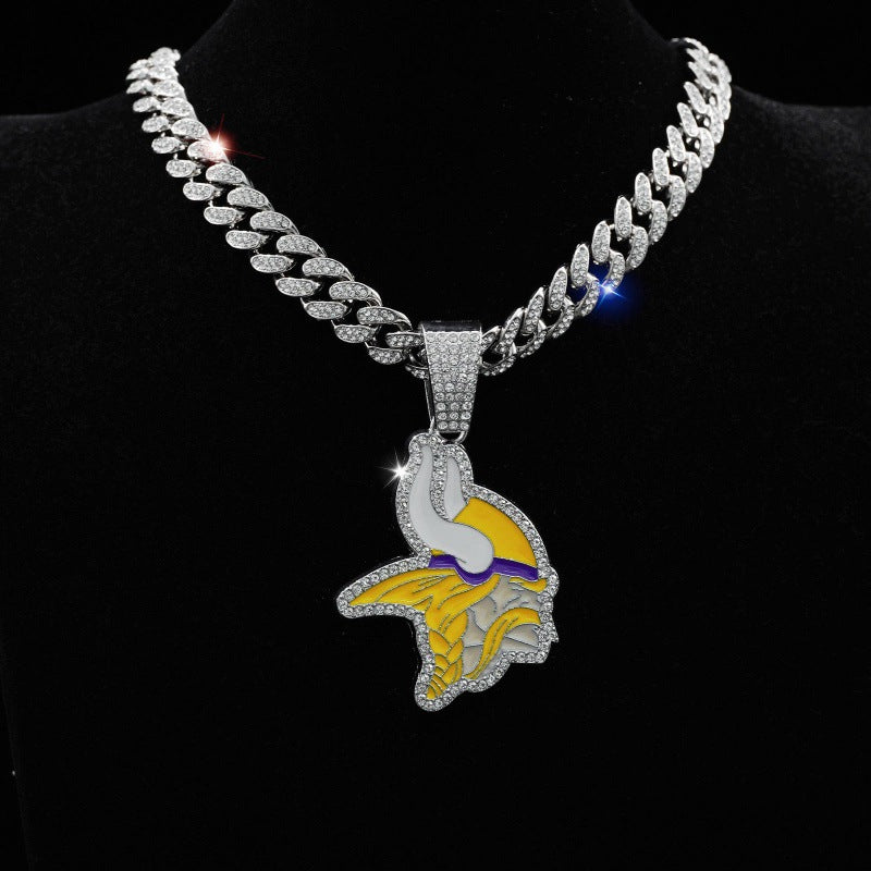Minnesota Vikings football championship pendant with 20inch cuban chain necklace