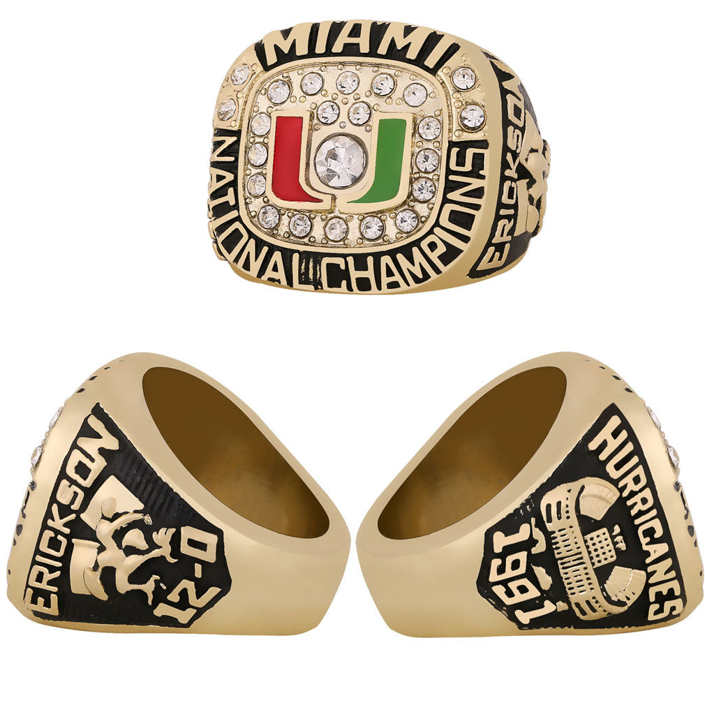 1991 Miami Hurricanes Football Championship Ring With Box For Fans Collection Gift
