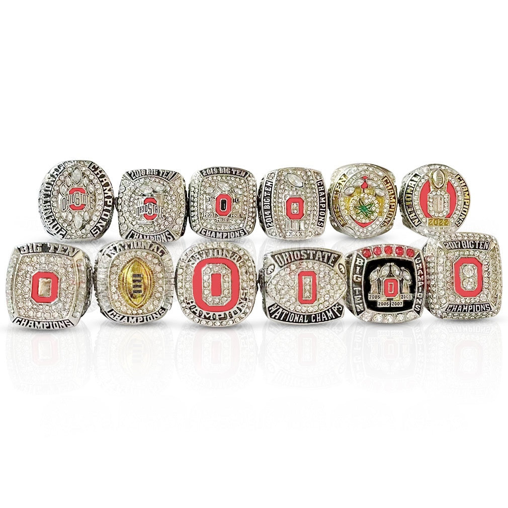 12pcs ohio states buckeys football championship rings with box for men
