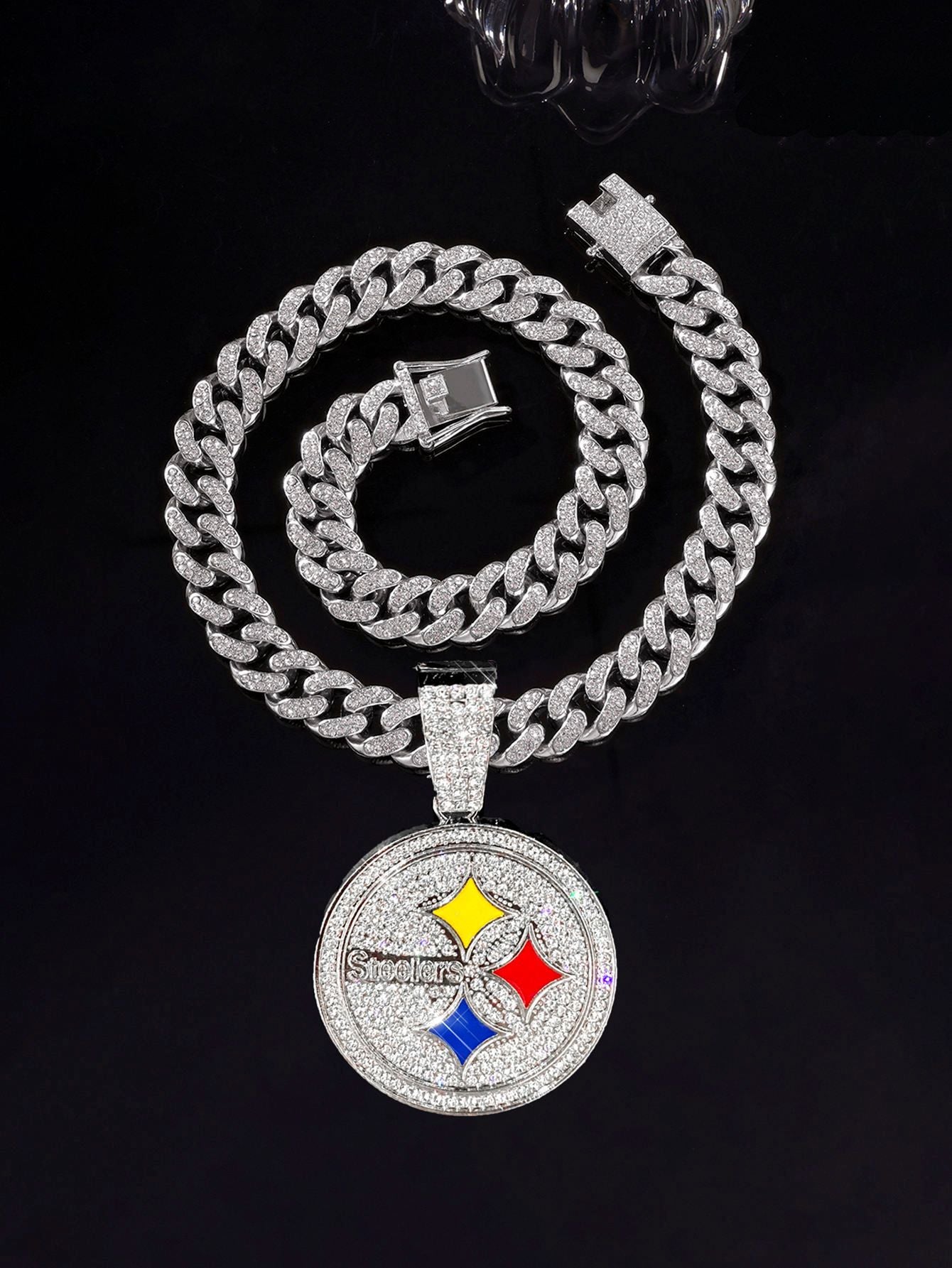Hiphop Pittsburgh Steelers football championship pendant with 20inch cuban chain necklaces for men