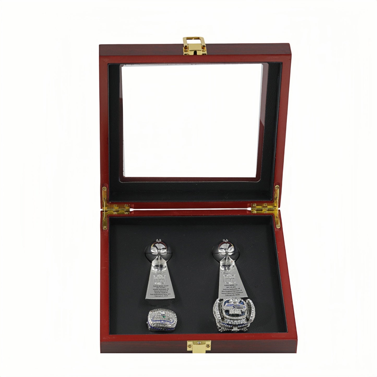 2013 2025 seattle seahawks 2 rings with 2 trophies boxed set for men collection gift