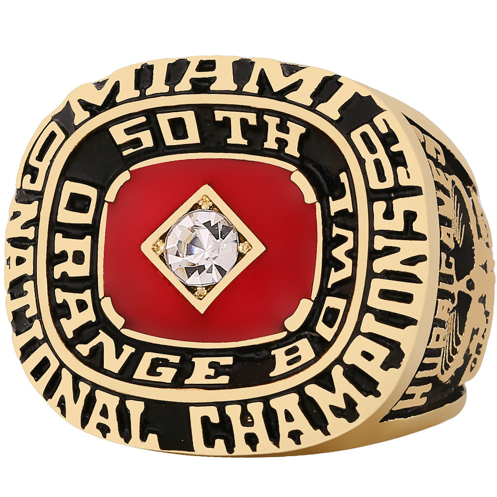 1983 Miami Hurricanes 50th Orange Bowl Championship Ring With Box For Men