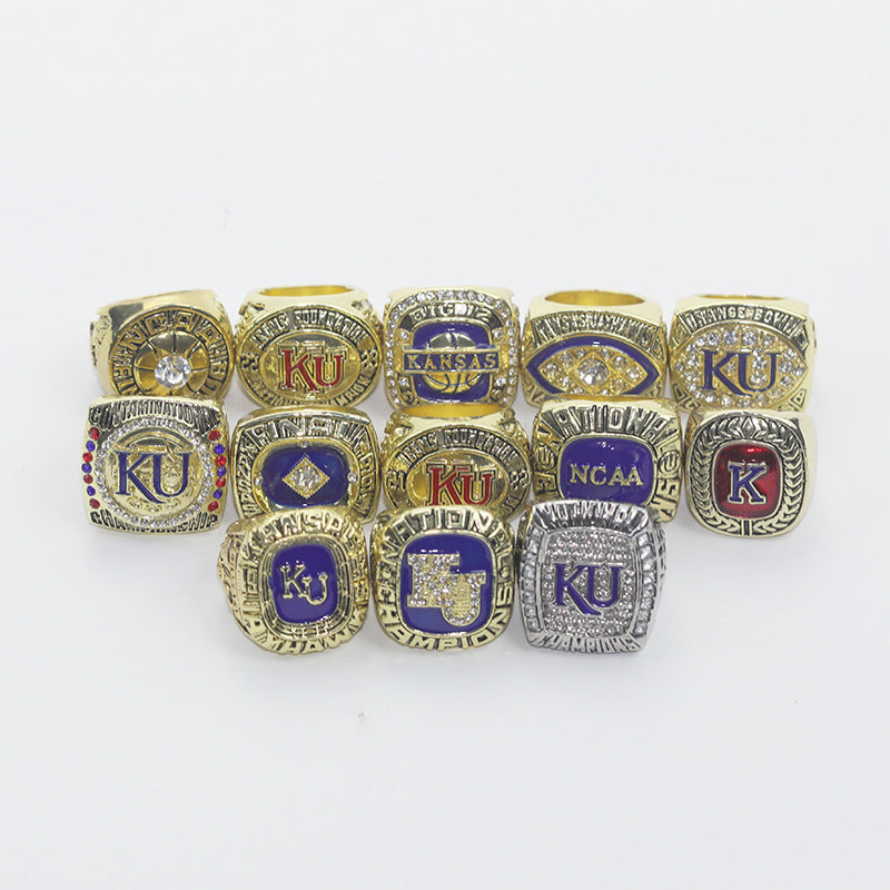 13pcs Kansas University Jayhawks basketball championship rings with box set