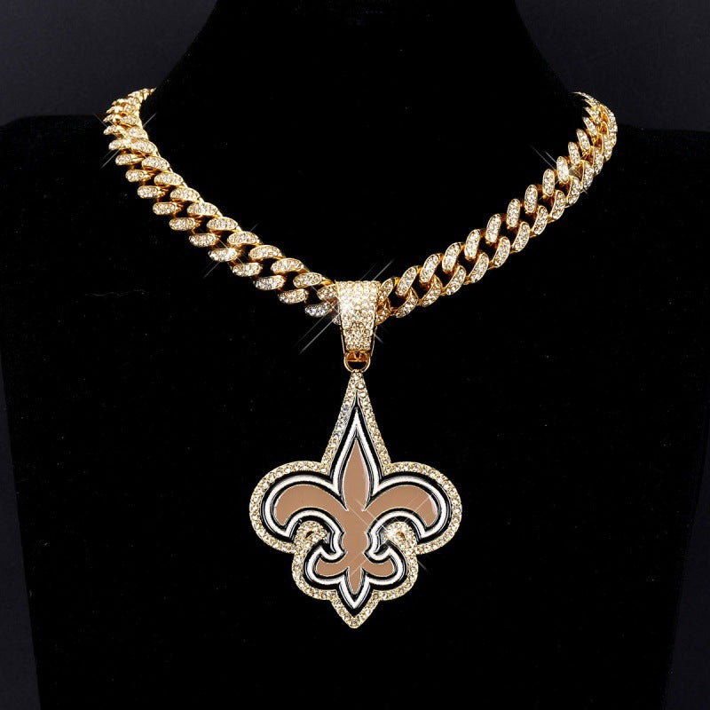 New Orleans Saints football championship pendant with 20inch cuban chain necklace