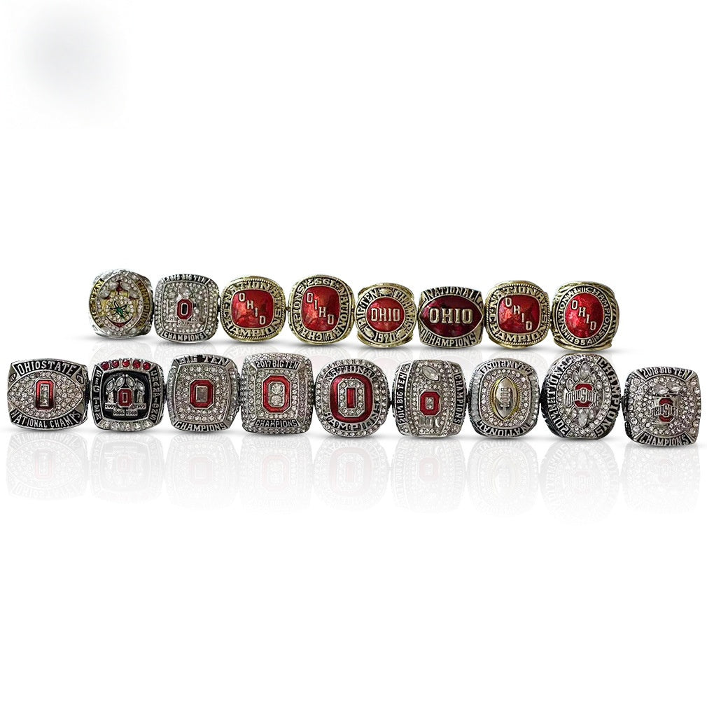 17pcs ohio states buckeys football championship rings with box set for men