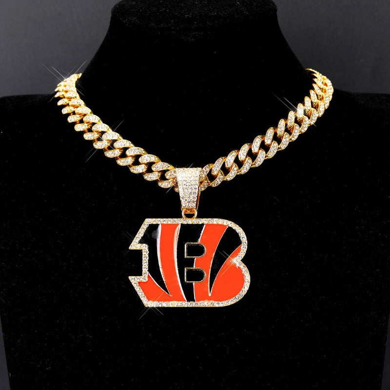 Cincinnati Bengals football championship pendant with 20inch cuban chain necklace
