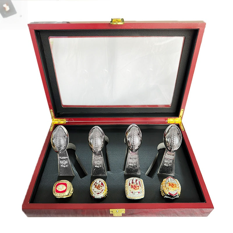 1969 2019 2023 2024 Kansas City Chiefs football championship rings with box