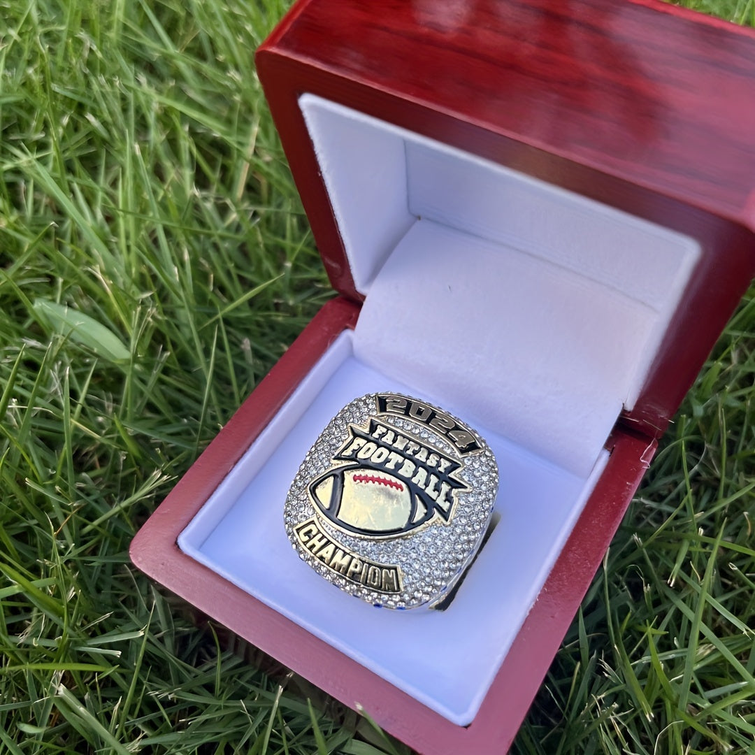 2024 Big heavy full rhinestone fantasy football championship ring with box