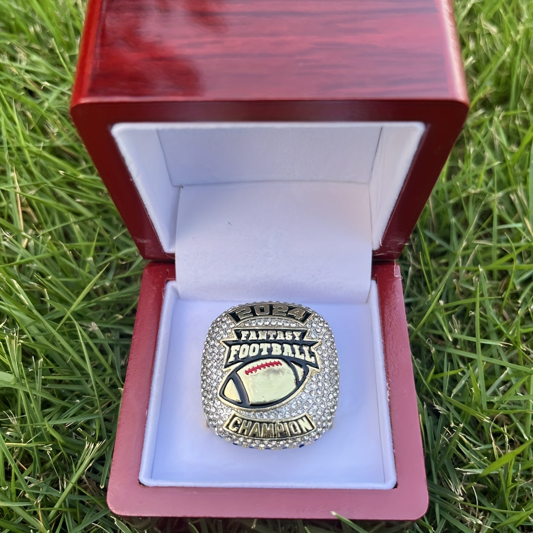 2024 Big heavy full rhinestone fantasy football championship ring with box