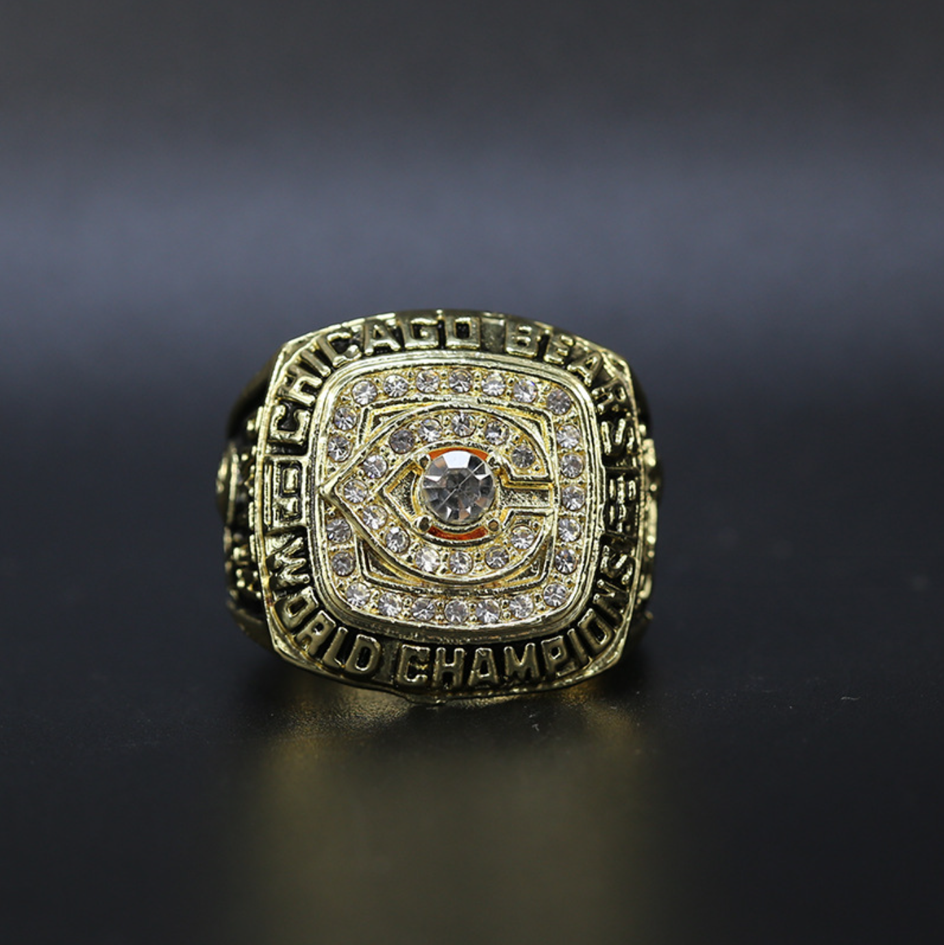 1985 Chicago Bears Super Bowl Championship Rings With Brown Wooden Display Box- PAYTON