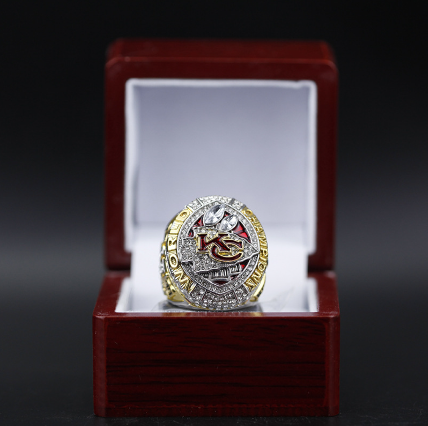 54th Super Bowl 2019 KC Chiefs Championship Rings With Brown Wooden Display Box