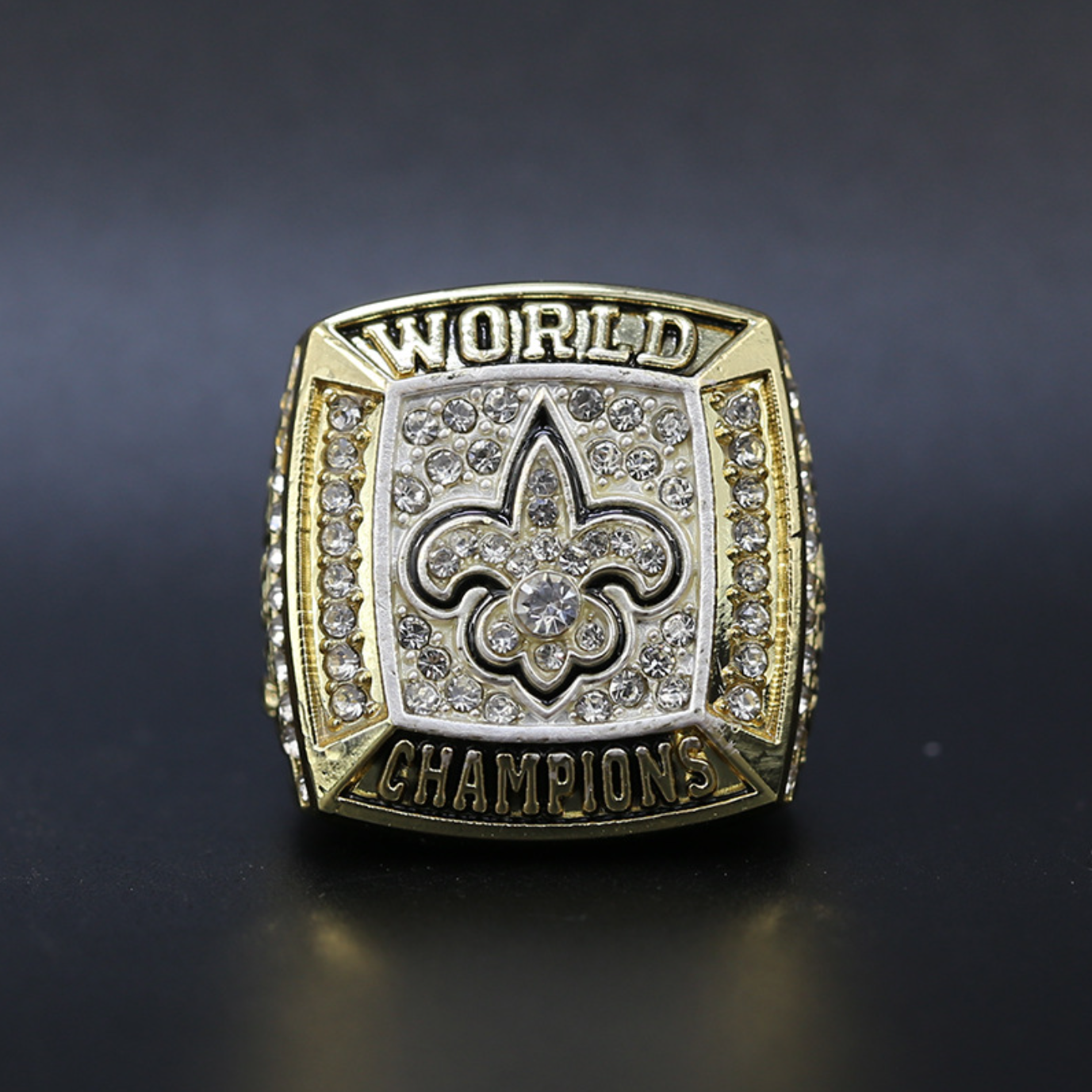 2009 New Orleans Saints Super Bowl Championship Rings With Brown Wooden Display Box