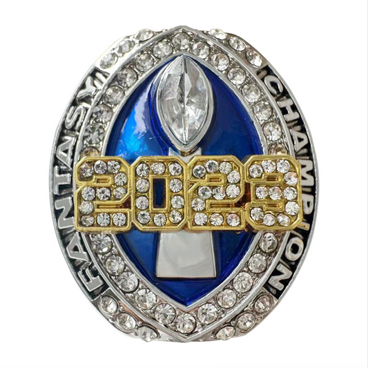 2023 Fantasy Football FFL Championship Rings With Brown Wooden Display Box