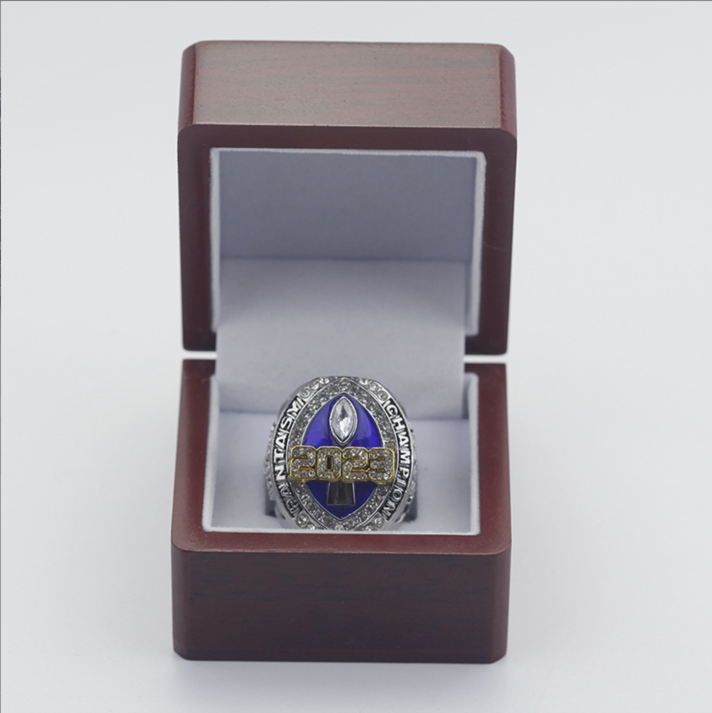 2023 Fantasy Football FFL Championship Rings With Brown Wooden Display Box