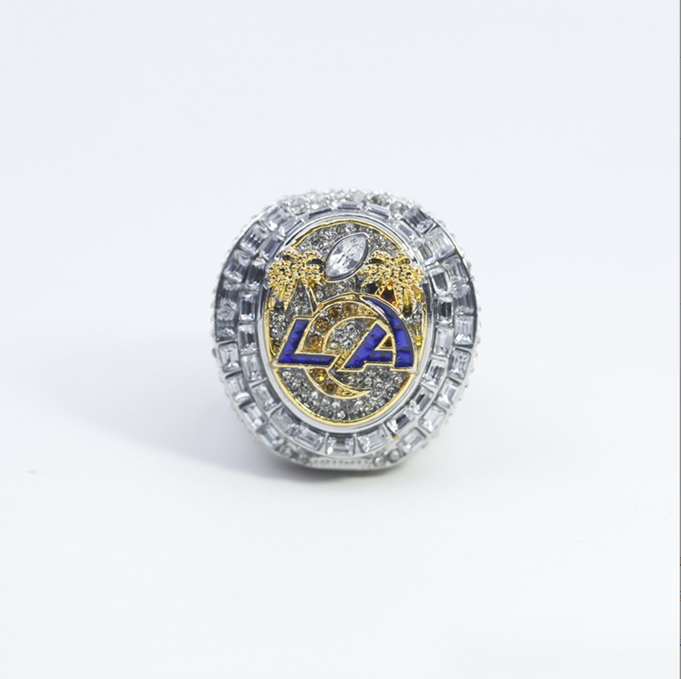 2021 LA Rams Super Bowl Championship Rings With Brown Wooden Display Box