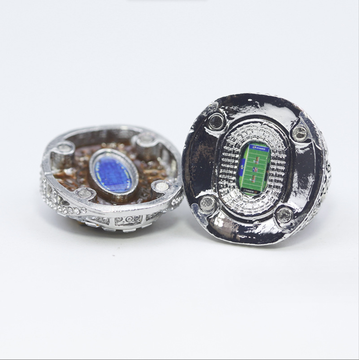 2021 LA Rams Super Bowl Championship Rings With Brown Wooden Display Box