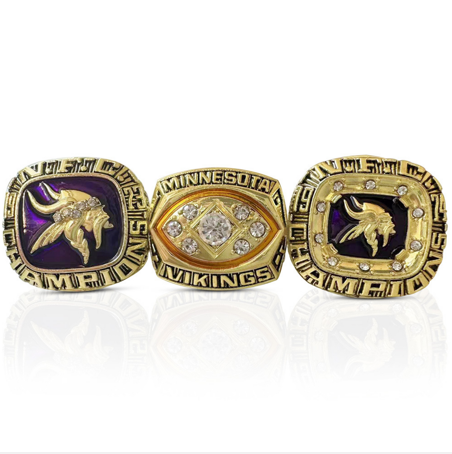 1973 1974 1976 Minnesota Vikings Championship Rings With Box Set