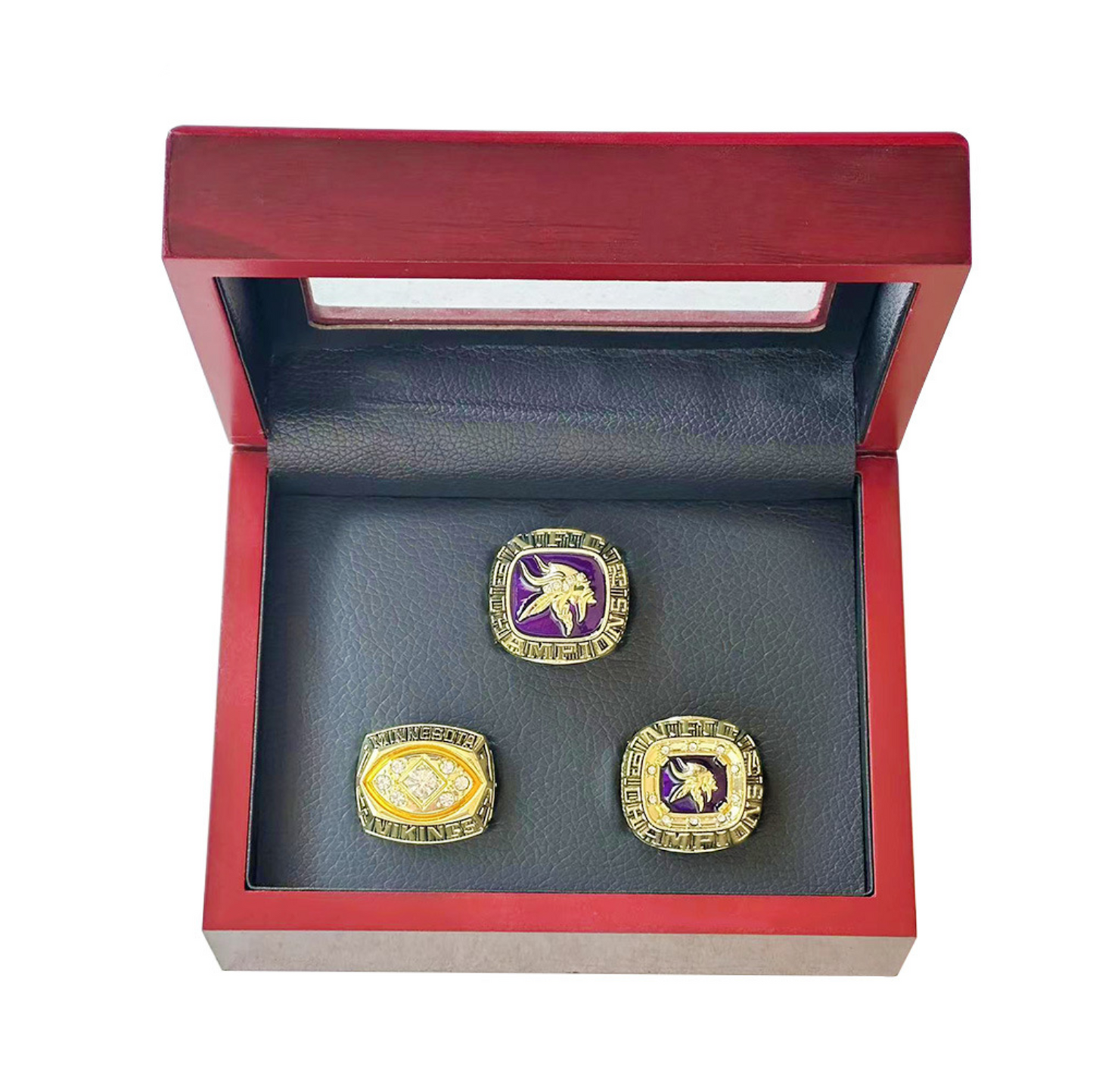 1973 1974 1976 Minnesota Vikings Championship Rings With Box Set