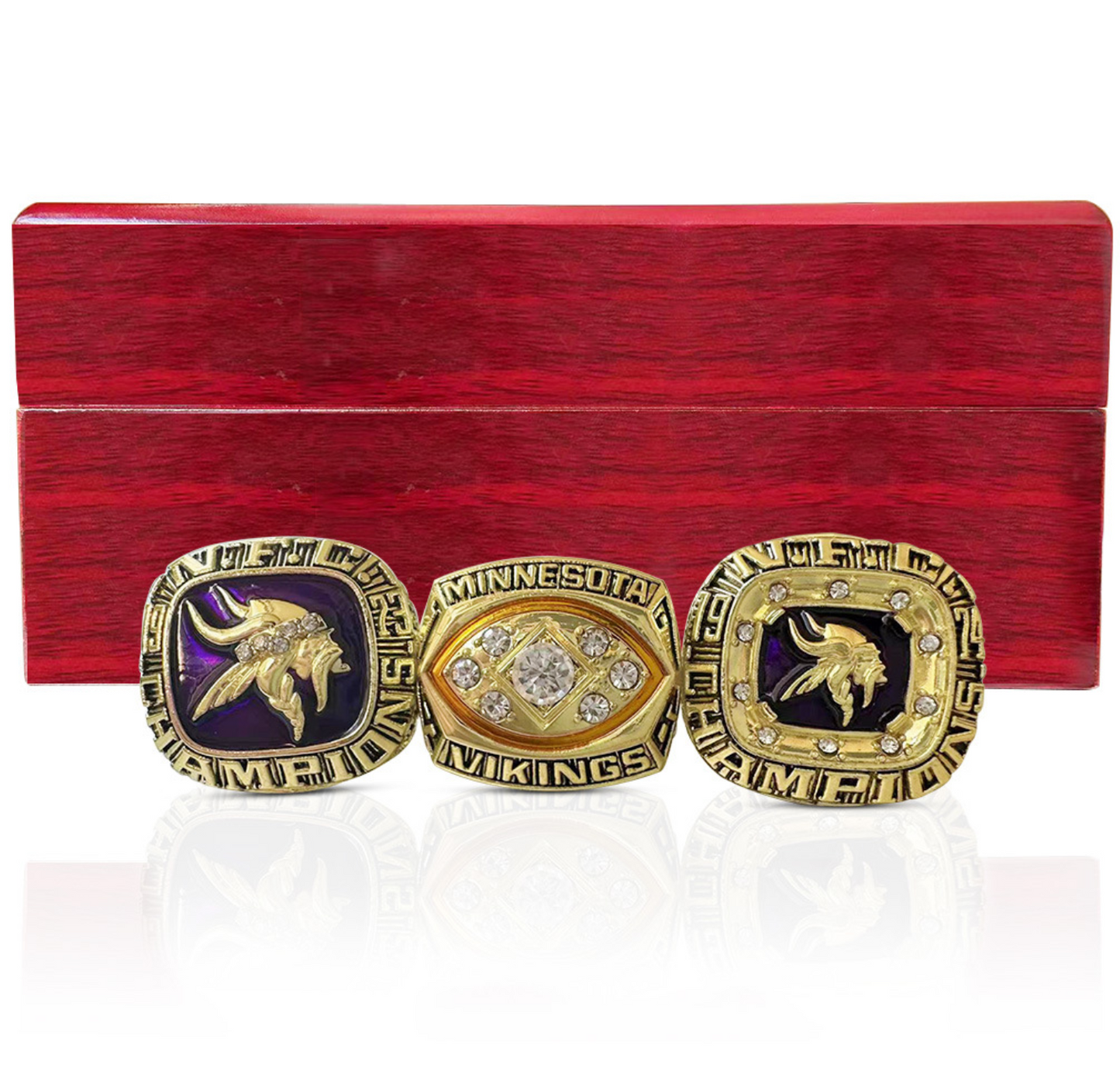 1973 1974 1976 Minnesota Vikings Championship Rings With Box Set